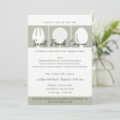 GRAY SPOON FORK COOKERY CLASS INVITE SJABLOON KAART (Staand voorkant)
