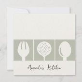 GRAY SPOON FORK COOKING CLASS INVITE SJABLOON KAART (Achterkant)