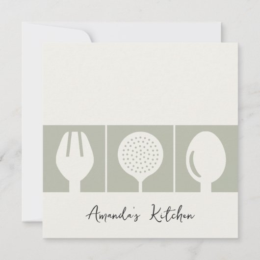 GRAY SPOON FORK COOKING CLASS INVITE SJABLOON KAART (Achterkant)