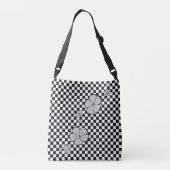 Gray Spring Flowers Checker Cross Body Tas (Achterkant)