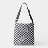 Gray Spring Flowers Checker Cross Body Tas (Voorkant)