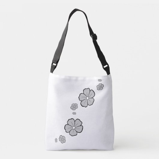 Gray Spring Flowers Cross Body Canvas tas (Achterkant)