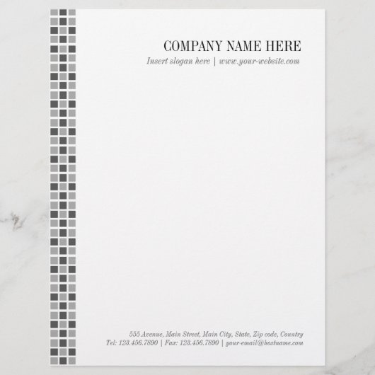Gray Squares Patroon Gepersonaliseerd Briefhoofd (Voorkant)