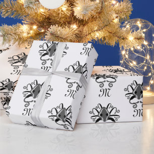 Gray Squid Monogram Cadeaupapier