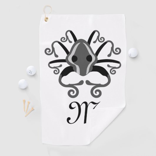 Gray Squid Monogram Golfhanddoek (Insitu)