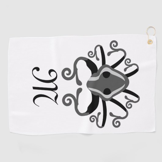 Gray Squid Monogram Golfhanddoek (Horizontaal)