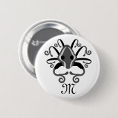 Gray Squid Monogram Ronde Button 5,7 Cm (Voorkant /achterkant)