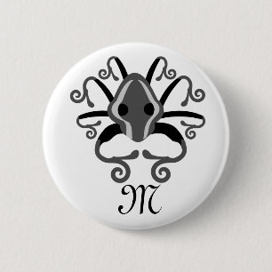 Gray Squid Monogram Ronde Button 5,7 Cm