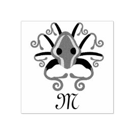 Gray Squid Monogram Rubberstempel