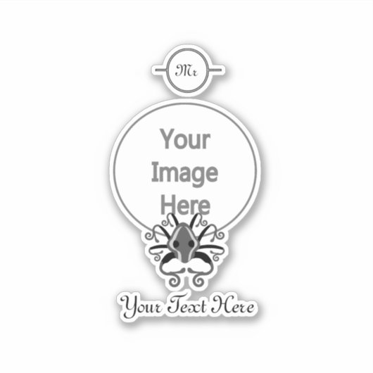 Gray Squid Monogram Sticker (Voorkant)