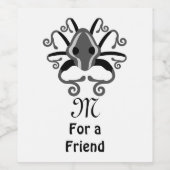 Gray Squid Monogram Wijn Etiket (Enkel label)