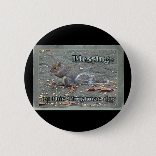 Gray Squirrel kerstzegels reeks Ronde Button 5,7 Cm (Voorkant)