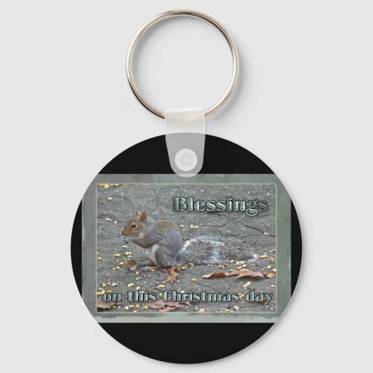 Gray Squirrel kerstzegels reeks Sleutelhanger (Voorkant)