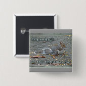 Gray Squirrel kerstzegels reeks Vierkante Button 5,1 Cm (Voorkant /achterkant)
