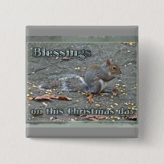 Gray Squirrel kerstzegels reeks Vierkante Button 5,1 Cm (Voorkant)