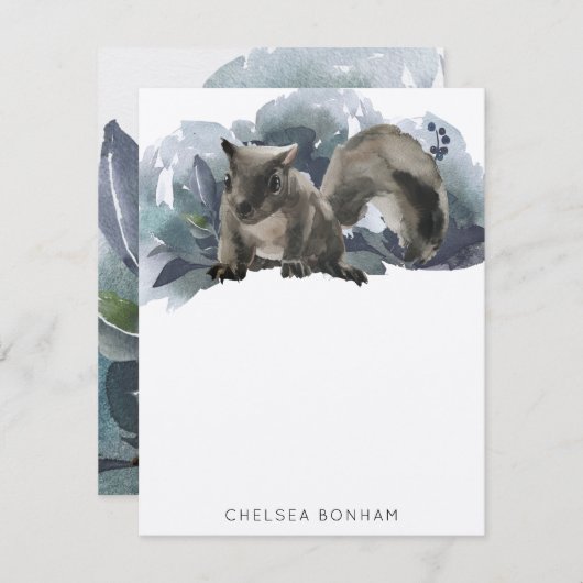 Gray Squirrel Waterverf Scenery Note Card Notitiekaartje (Voorkant / Achterkant)