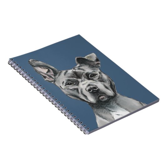 Gray Stalky Pit Bull Dog Tekening Notitieboek (Rechterzijde)