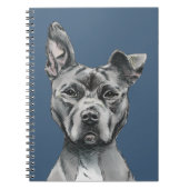 Gray Stalky Pit Bull Dog Tekening Notitieboek (Voorkant)