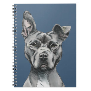 Gray Stalky Pit Bull Dog Tekening Notitieboek