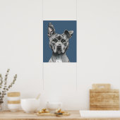 Gray Stalky Pit Bull Dog Tekening Poster (Keuken)