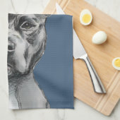 Gray Stalky Pit Bull Dog Tekening Theedoek (Quarter Fold)