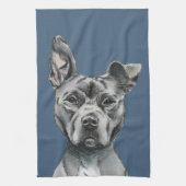 Gray Stalky Pit Bull Dog Tekening Theedoek (Verticaal)