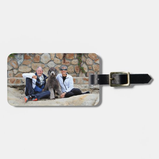 Gray Standard Poodle Dog geniet van carmel Beach Bagagelabel (Voorkant horizontaal)