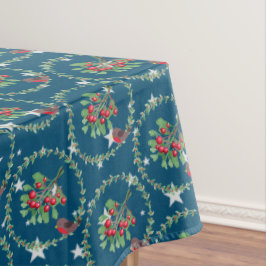 Gray Star Blue Red Robin Wreate Kerstmis Tafelkleed