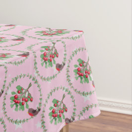 Gray Star Pink Red Robin Wreate Kerstmis Tafelkleed