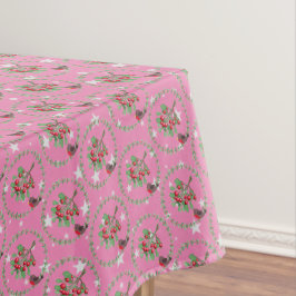 Gray Star Pink Red Robin Wreate Kerstmis Tafelkleed