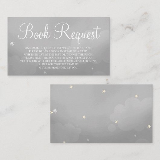 Gray Star Sky Book Request Card Visitekaartje (Voorkant / Achterkant)
