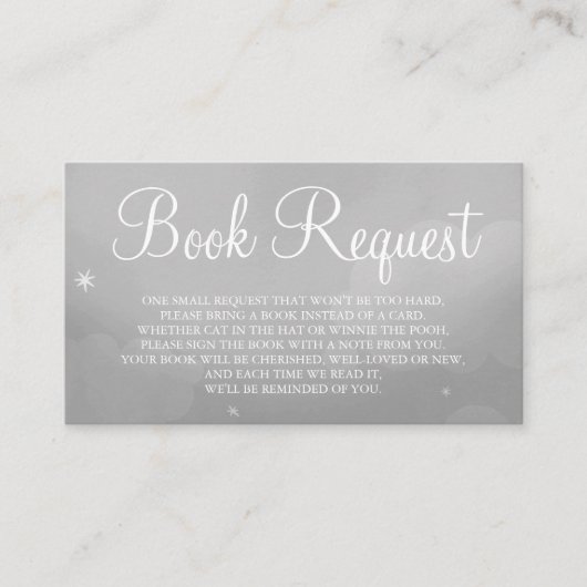 Gray Star Sky Book Request Card Visitekaartje (Voorkant)