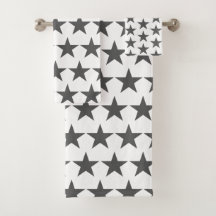 Gray Star Stars Pattern Bath Towelset