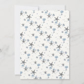 Gray Starfish Blue Beach bruiloft bewaart de datum Kaart (Achterkant)