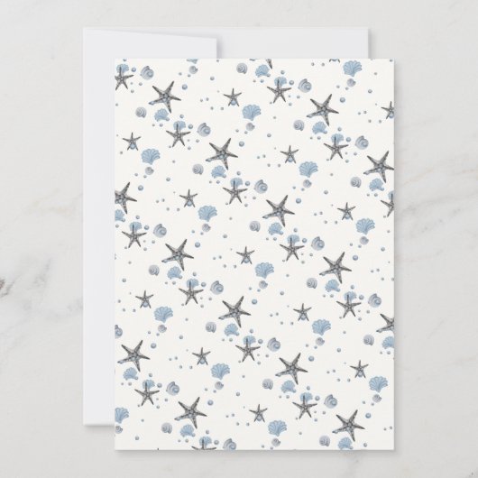 Gray Starfish Blue Beach bruiloft bewaart de datum Kaart (Achterkant)