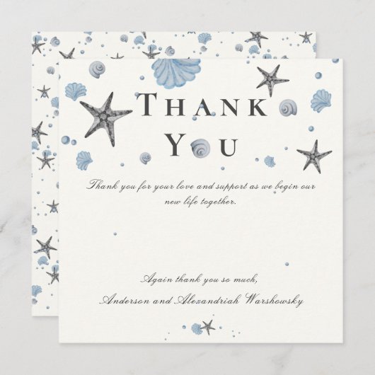 Gray Starfish Blue Beach Weddenschap (Voorkant / Achterkant)