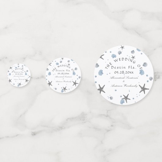Gray Starfish Blue Beach Weddenschap Confetti (Voorkanten)