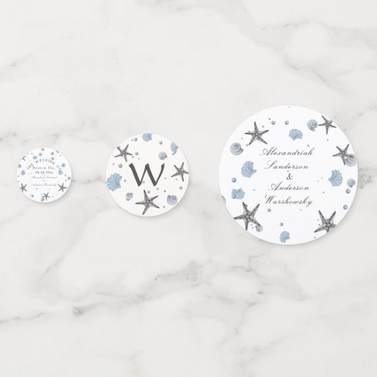 Gray Starfish Blue Beach Weddenschap Confetti (Achterkanten)