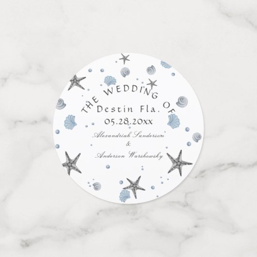 Gray Starfish Blue Beach Weddenschap Confetti (Kleine voorkant)