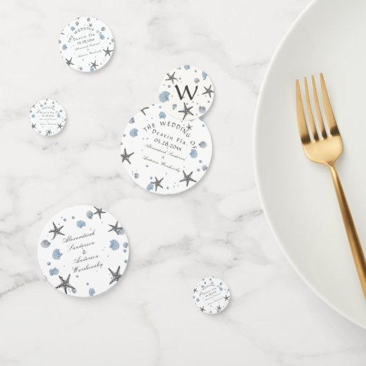 Gray Starfish Blue Beach Weddenschap Confetti (Groep)
