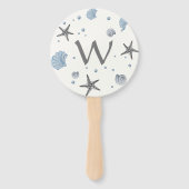 Gray Starfish Blue Beach Weddenschap Handwaaier (Achterkant)