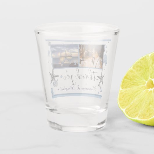 Gray Starfish Blue Beach Weddenschap Shot Glas (Achterkant)