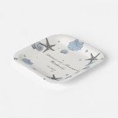 Gray Starfish Blue Shell Beach Wedding Papieren Bordje (Gebogen)