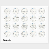 Gray Starfish Blue Shell Beach Wedding Ronde Sticker (Vel)