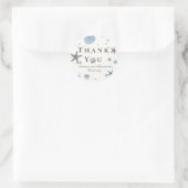 Gray Starfish Blue Shell Beach Wedding Ronde Sticker (Tas)