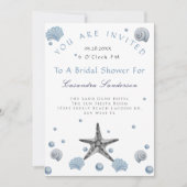 Gray Starfish Blue Shells Beach Vrijgezellenfeest Kaart (Voorkant)