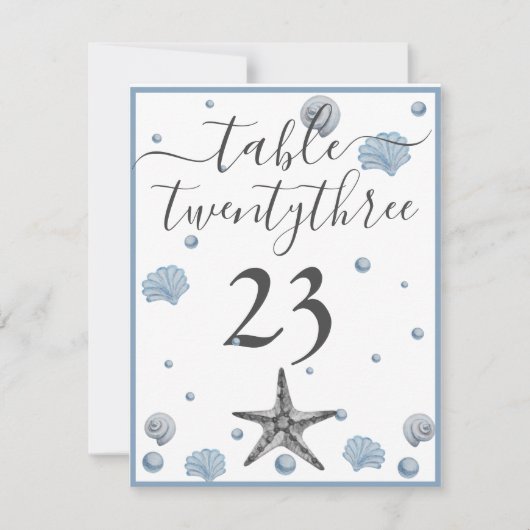 Gray Starfish Blue Shells Beach Weddenschap Bedank Bedankkaart (Voorkant)