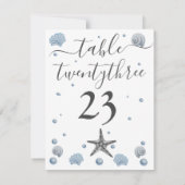 Gray Starfish Blue Shells Beach Weddenschap Bedankkaart (Achterkant)