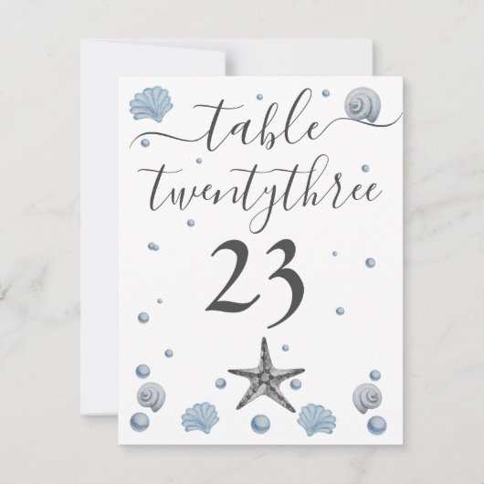 Gray Starfish Blue Shells Beach Weddenschap Bedankkaart (Achterkant)