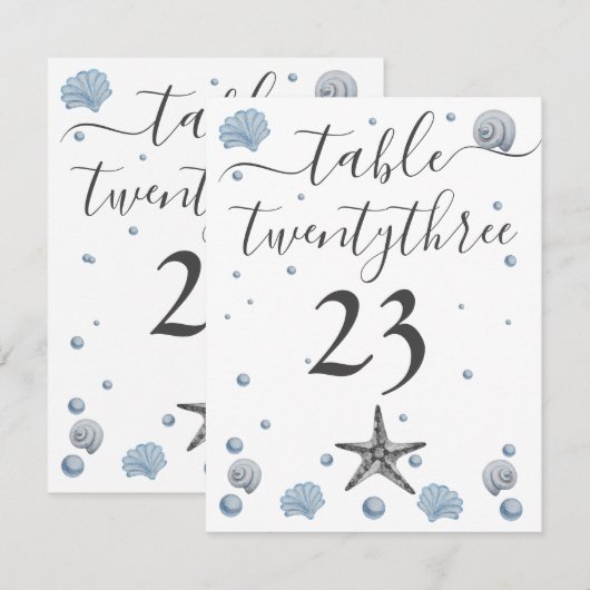 Gray Starfish Blue Shells Beach Weddenschap Bedankkaart (Voorkant / Achterkant)